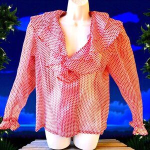 Vintage Francesca Of Damon For Starington SHEER Silk Blouse Top Womens 10 New